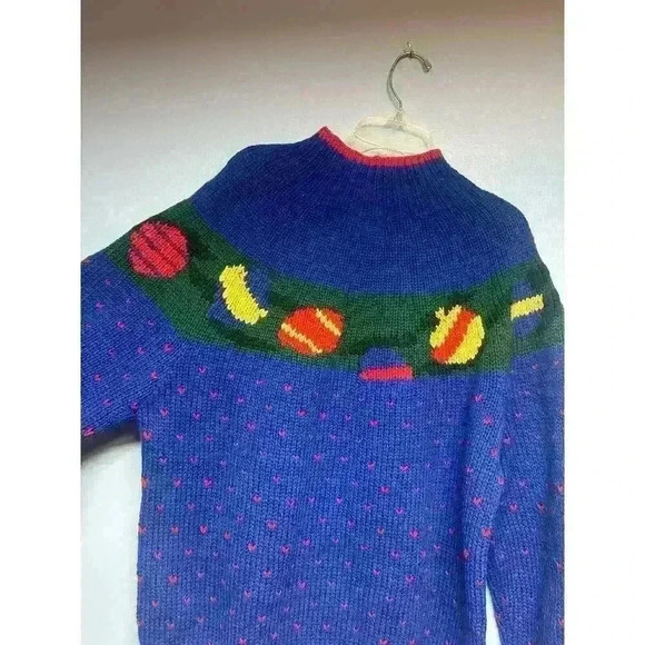 Vtg BROOKS BROTHERS 100% Wool Sweater Size Medium Christmas Bow Ornaments Xmas - Picture 7 of 9